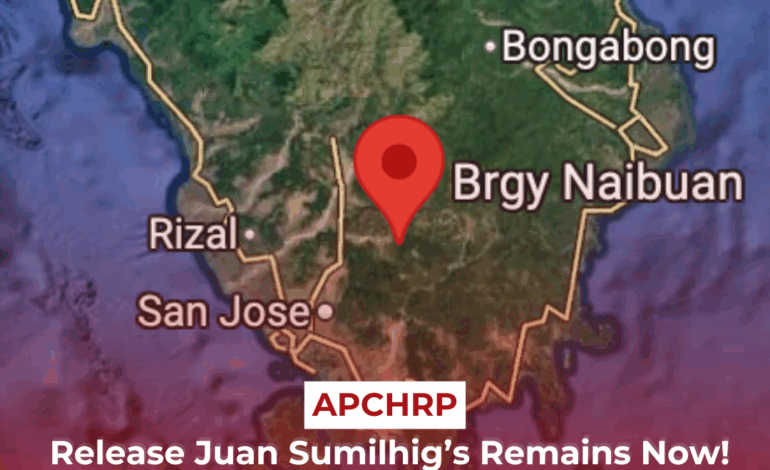 APCHRP: Release Juan Sumilhig’s Remains Now! Oppose the De Facto Martial Law in Mindoro Province