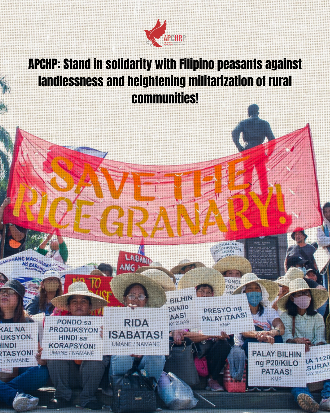 APCHRP: Stand in solidarity with Filipino peasants against landlessness and heightening militarization of rural communities!