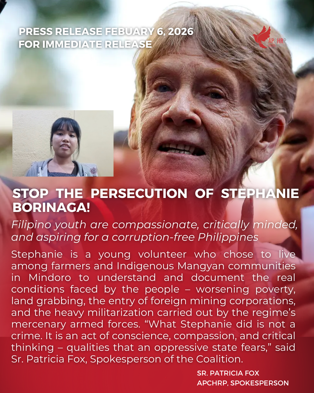 STOP THE PERSECUTION OF STEPHANIE BORINAGA!