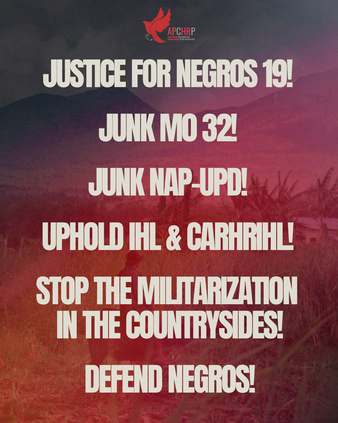 APCHRP: Justice for the Toboso 19! End the militarisation of Negros Island and address the root causes of the revolution instead.