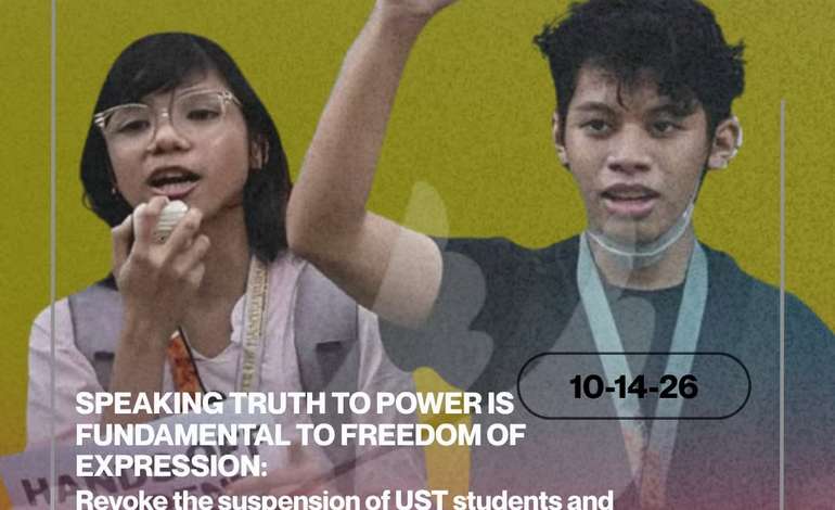 SPEAKING TRUTH TO POWER IS FUNDAMENTAL TO FREEDOM OF EXPRESSION: Revoke the suspension of UST students and activists!